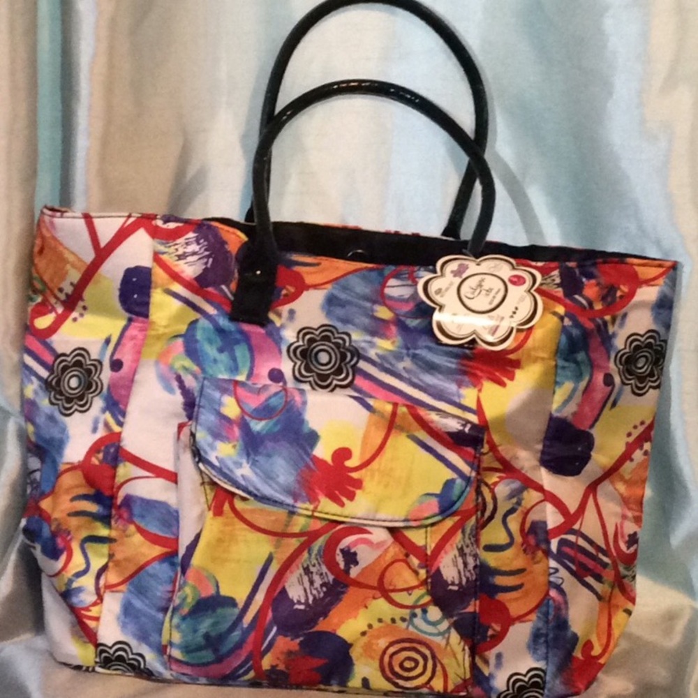 Calypso Tote W/front pocket, zipper pocket inside